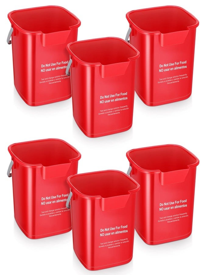Uiifan 6 Pcs 8 Quart Cleaning Bucket Small Sanitizing Square Bucket Detergent Pail for Home Commercial Restaurant Kitchen Office School (Red) - Image 1